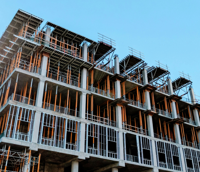 Scaffolding at a construction site