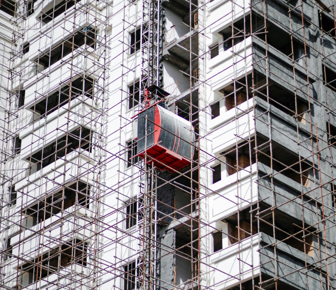 Scaffolding put up for a construction building.