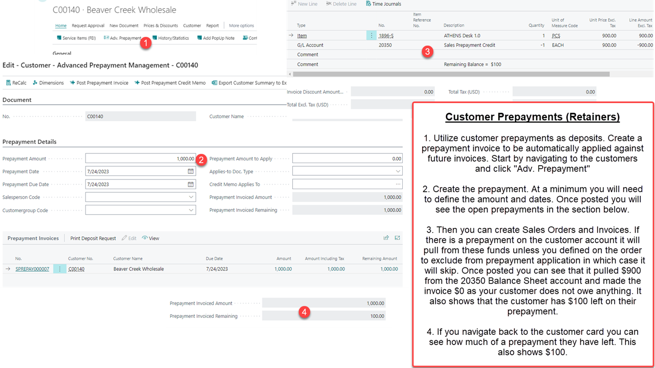 Advanced Prepayments Customer Deposits and Retainers