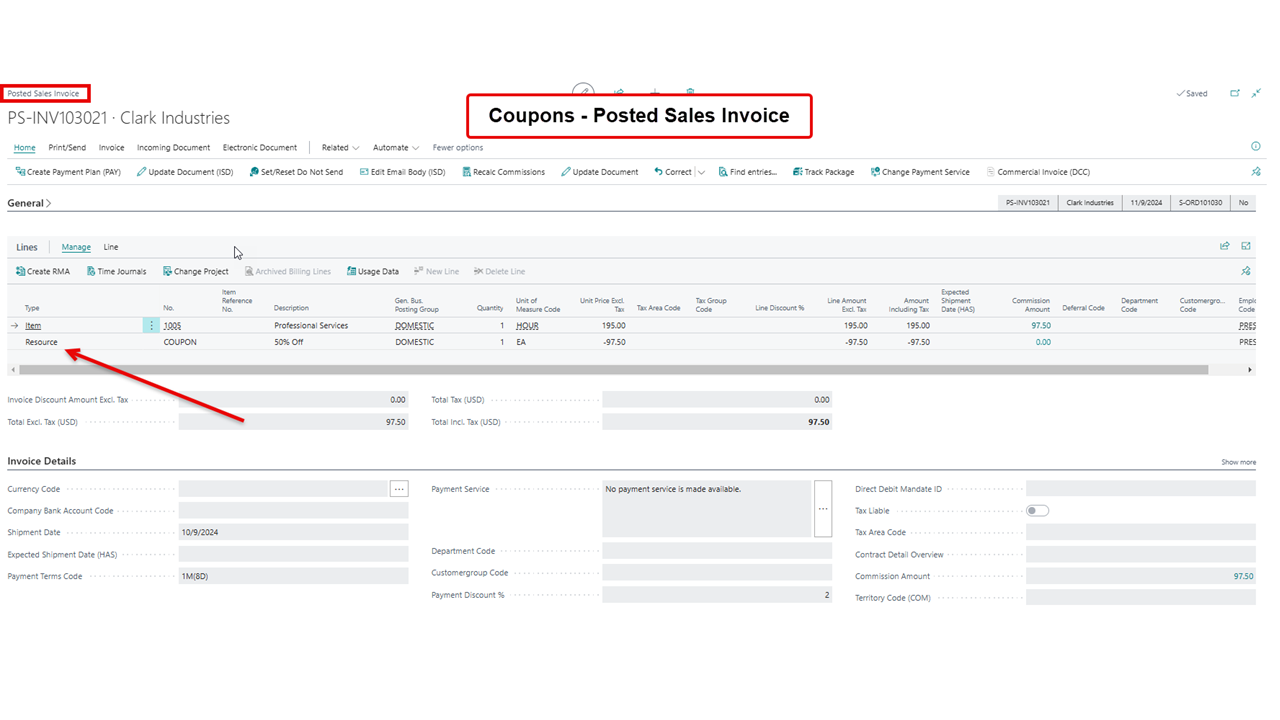 Coupons on Posted Sales Invoices
