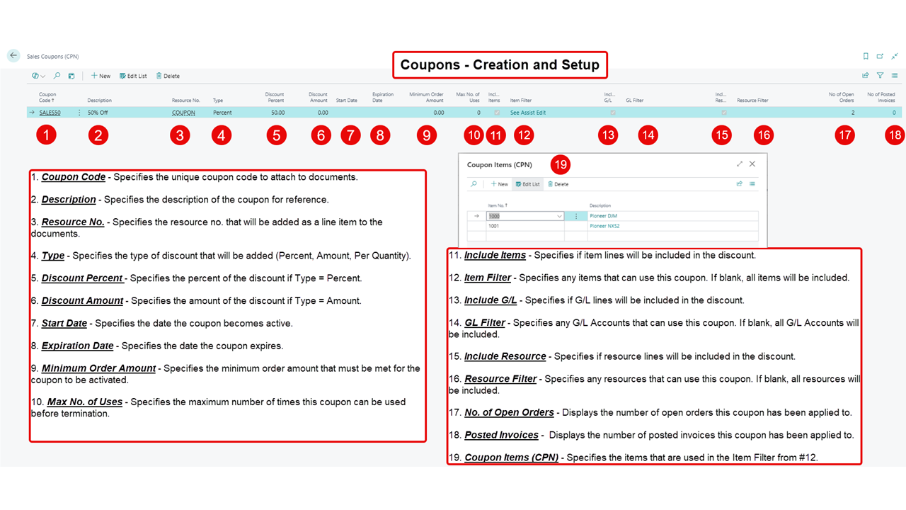 Coupons Creation and Setup in Business Central