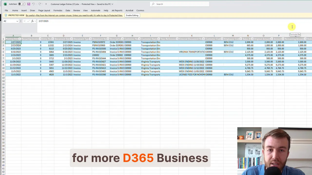 Export AR aging data directly to Excel