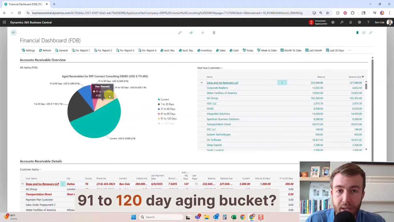 Click into 91 to 120 day aging bucket to see underlying customers