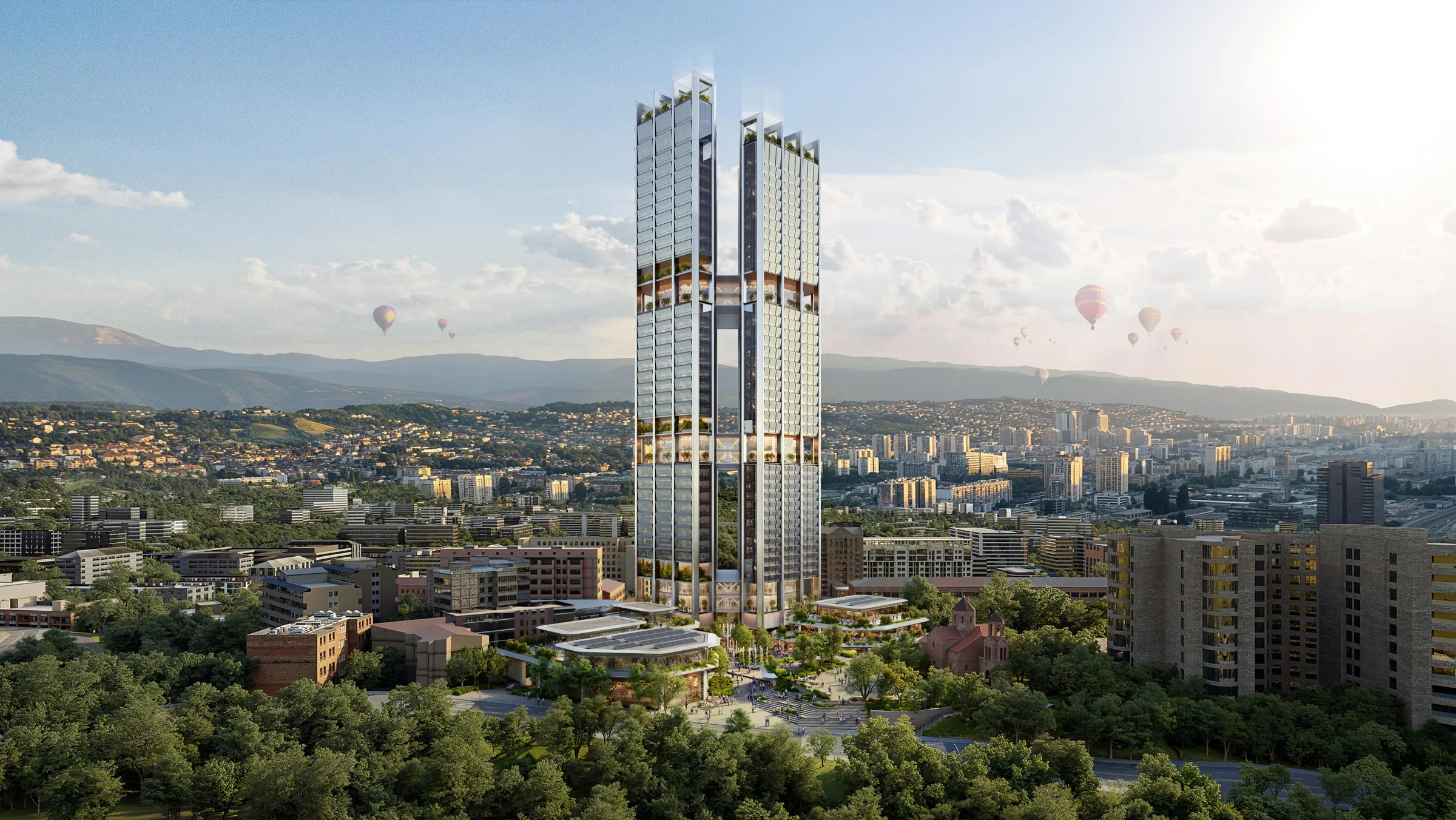 WTC Yerevan in the city skyline