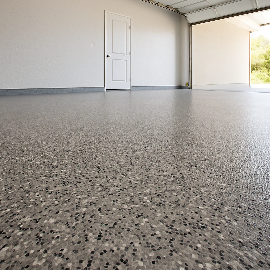 Flake epoxy garage floor installation