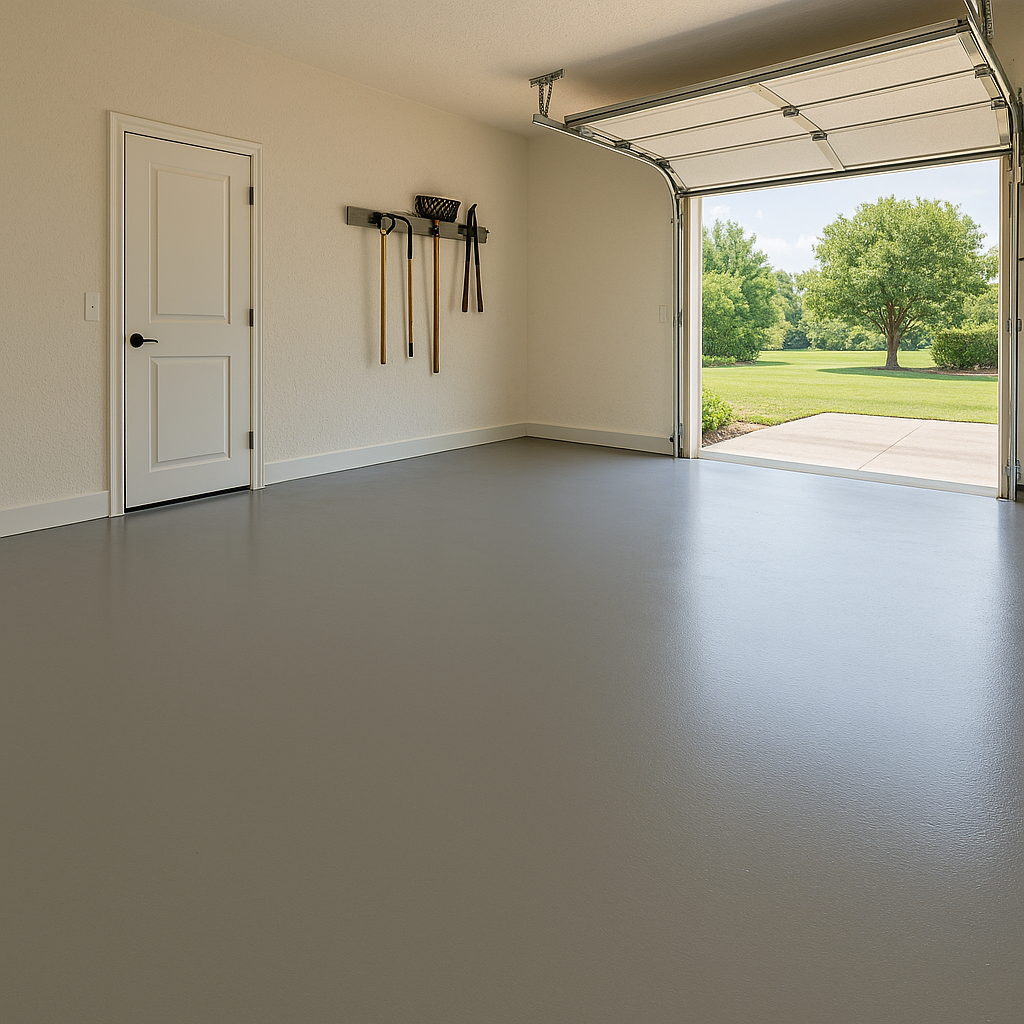 Solid color garage epoxy floor