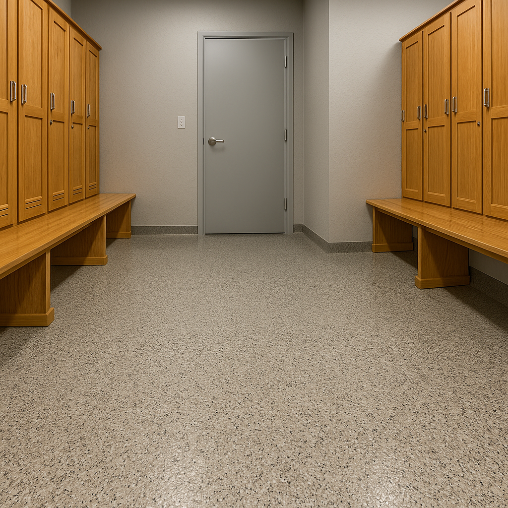 Epoxy flooring for gym locker room