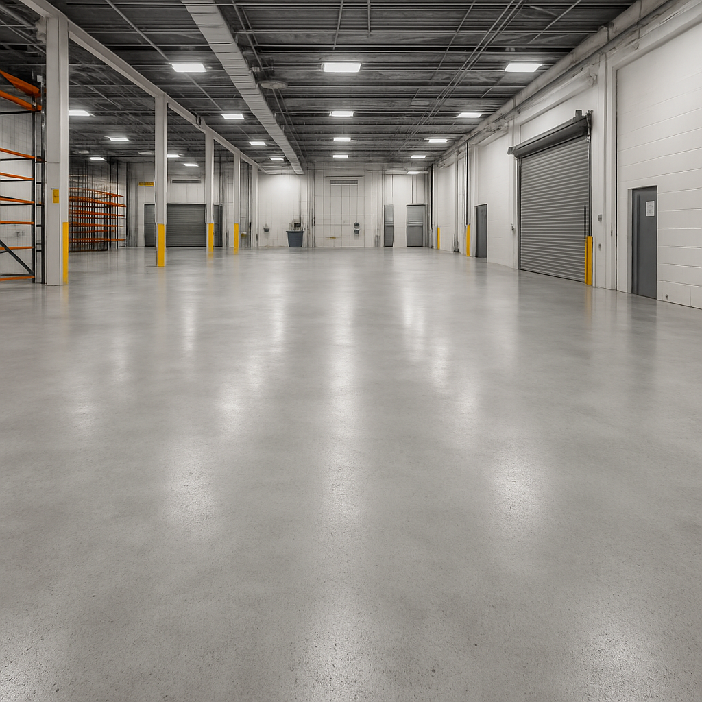 Urethane cement floor installation for a warehouse