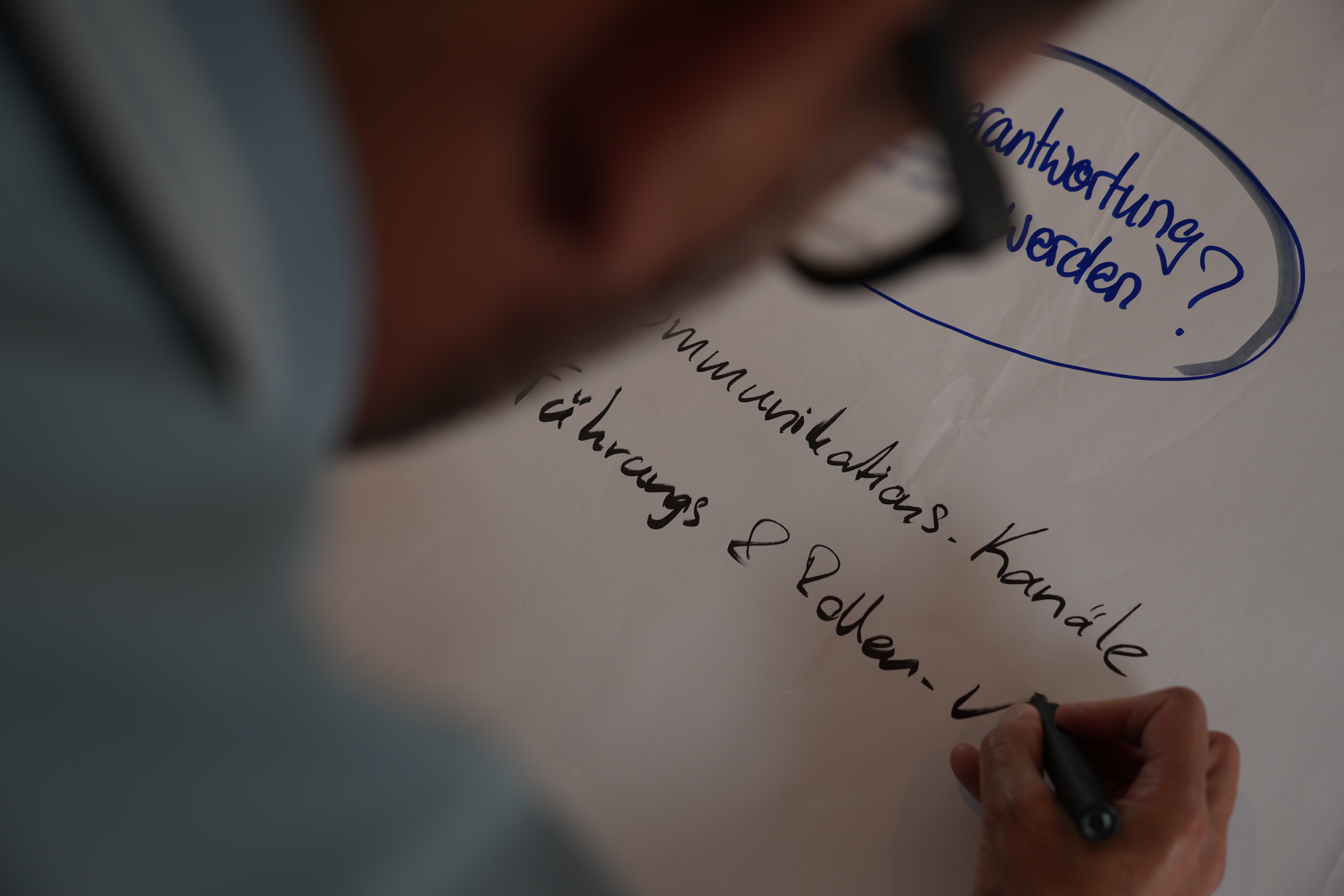 Flipchart aus einem Strategie-Workshop zu Kommunikation und Rollen