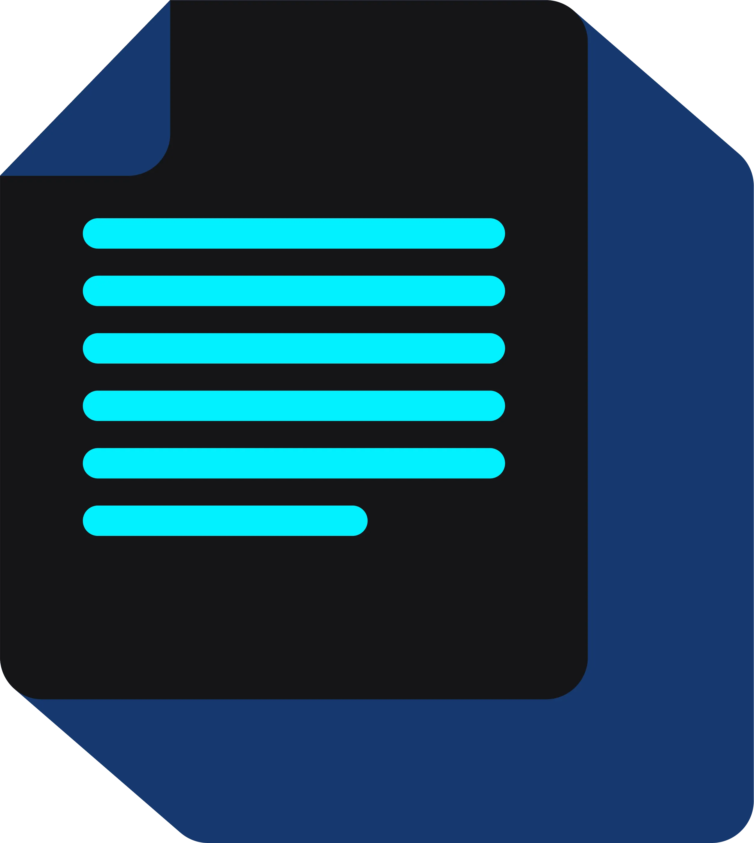An aqua and navy graphic of a document.