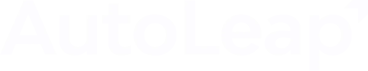 AutoLeap logo in white.