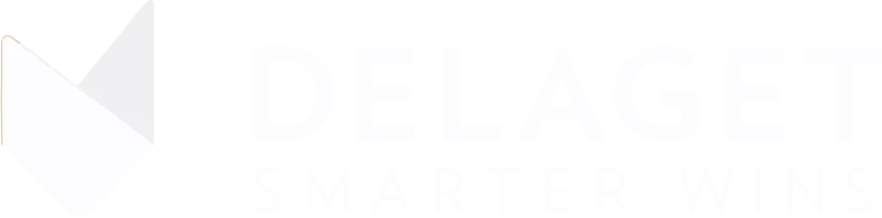 Delaget logo in white.