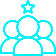 An icon showing three people with a star marking one.