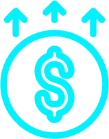 An icon of a dollar sign with arrows pointing up.