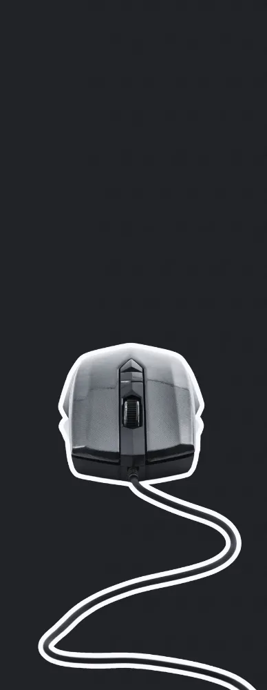 A corded computer mouse.