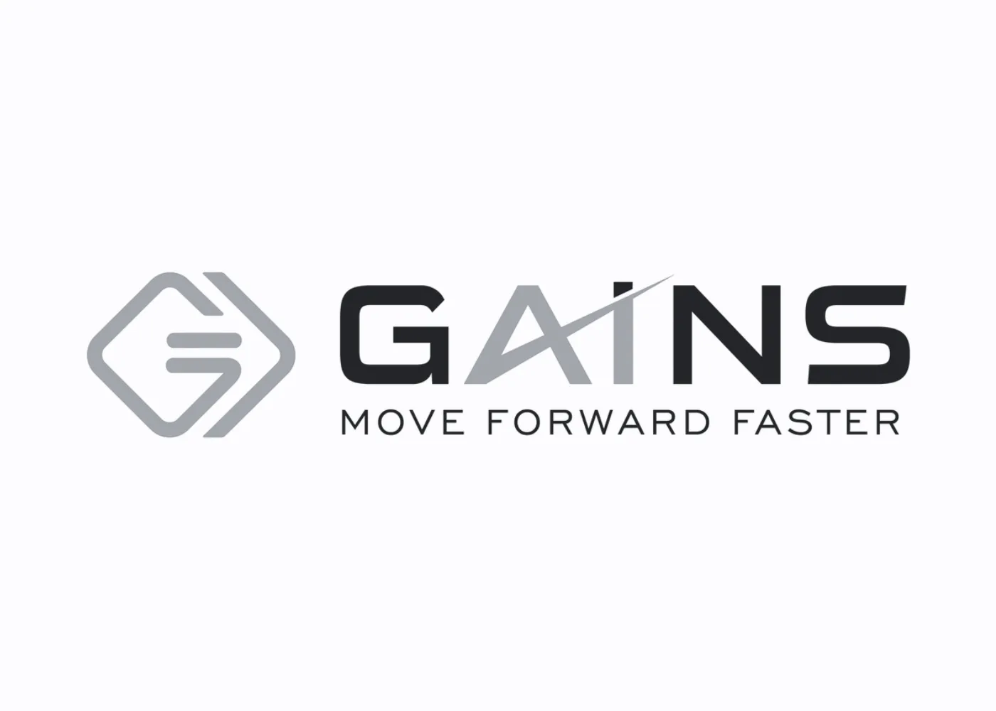 A greyscale logo for GAINS.
