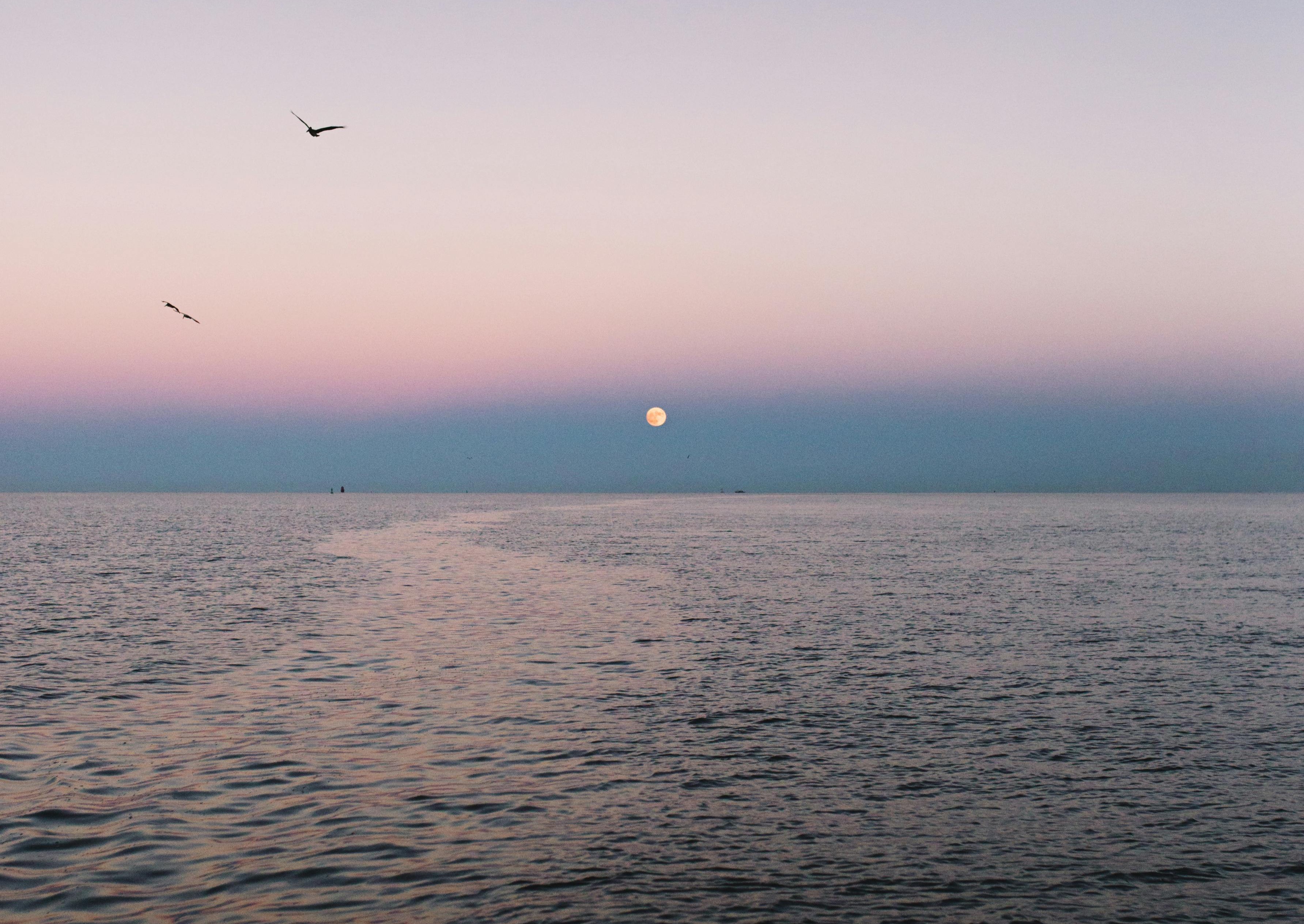 A sunset with the moon