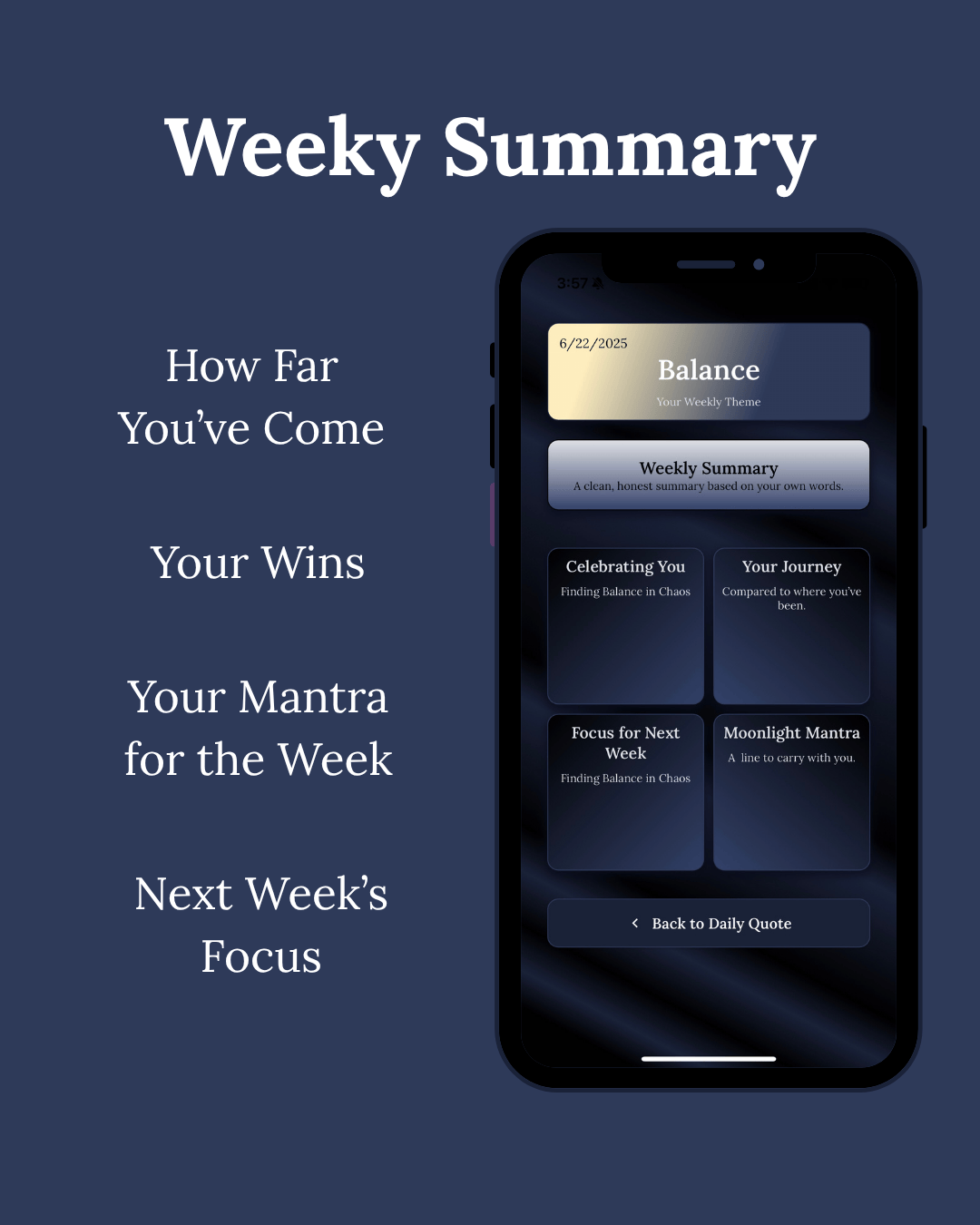 Weekly summary app feature