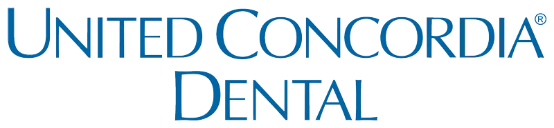 The blue logo of United Concordia Dental, an insurance company known for serving military and federal employees.