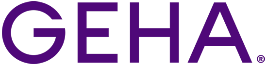 The official purple logo of GEHA (Government Employees Health Association), a federal health and dental insurance provider.