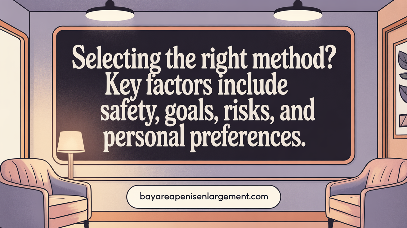 Selecting the right method? Key factors include safety, goals, risks, and personal preferences.