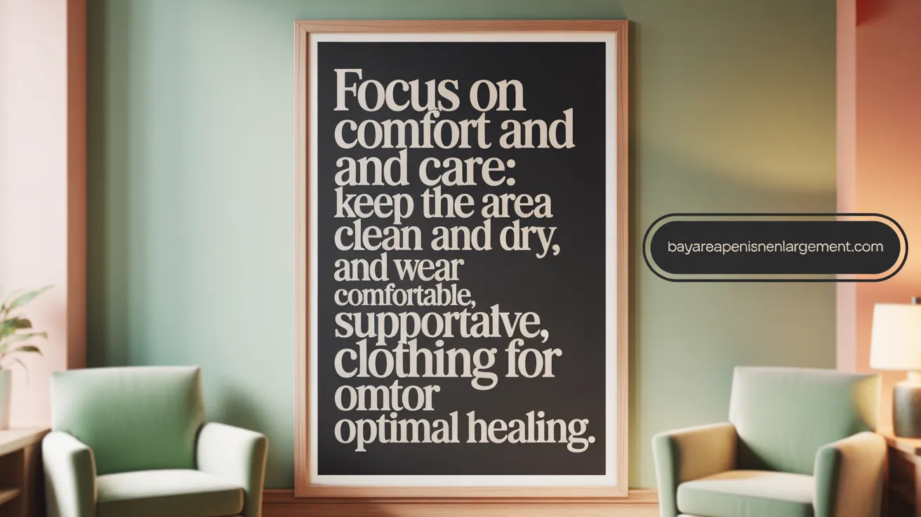 Focus on cleanliness and support: Keep the area dry and wear supportive clothing for optimal healing.