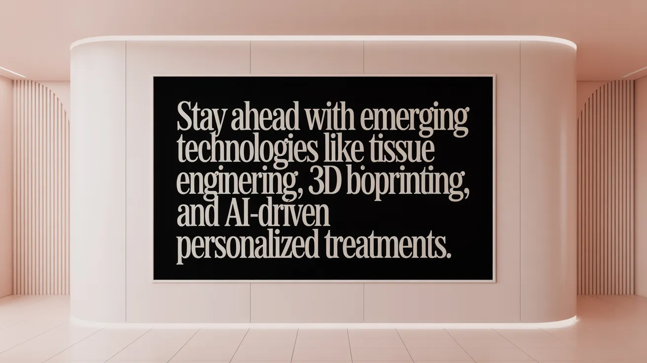 Stay ahead with emerging technologies like tissue engineering, 3D bioprinting, and AI-driven personalized treatments.