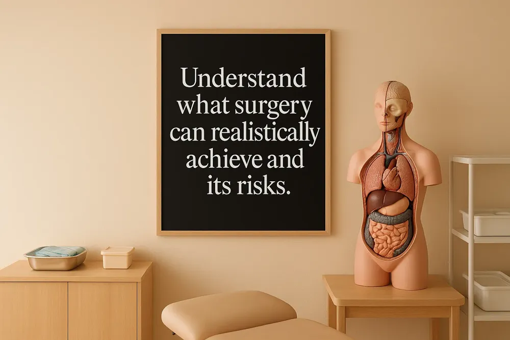 Understand what surgery can realistically achieve and its risks.