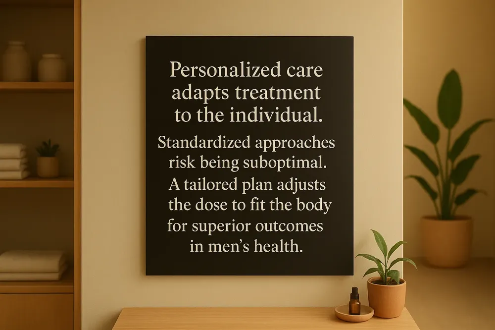 Personalized care adapts treatment to the individual. Standardized approaches risk being suboptimal. A tailored plan adjusts the dose to fit the body for superior outcomes in men's health.