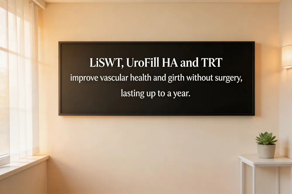 LiSWT, UroFill HA and TRT improve vascular health and girth without surgery, lasting up to a year.
