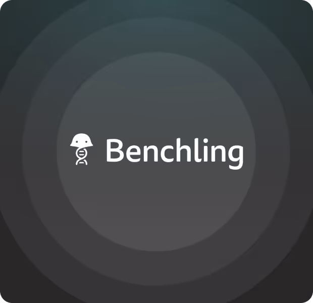 Revlogic Benchling logo with DNA icon on dark gradient background