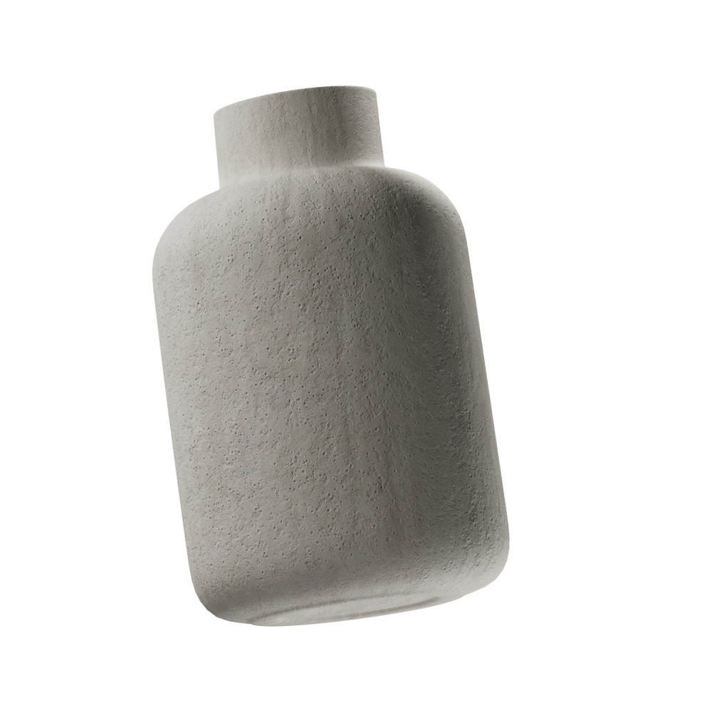 Tall rectangular white ceramic vase with a textured surface on a light background.