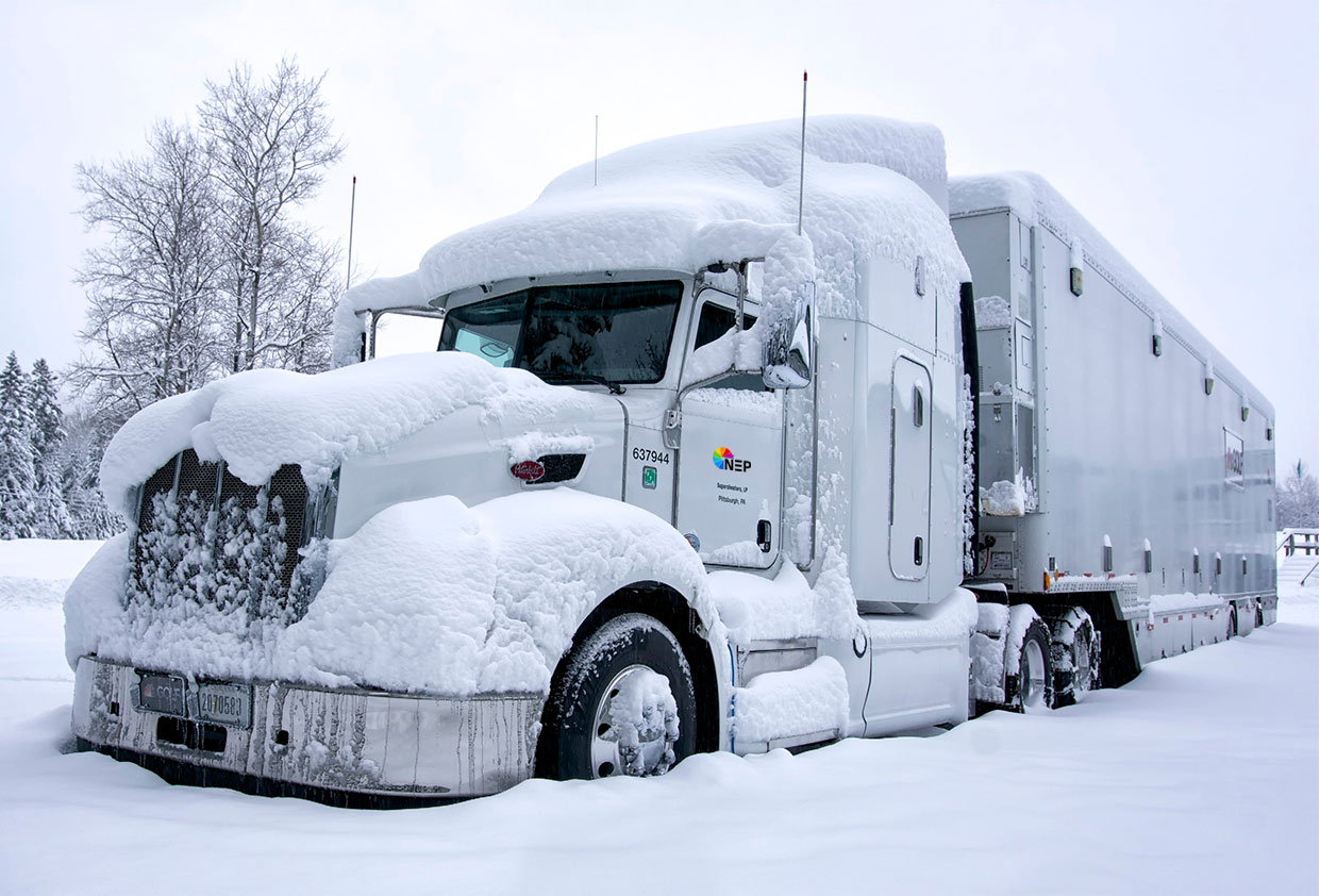 An NEP Mobile Unit in the Snow.