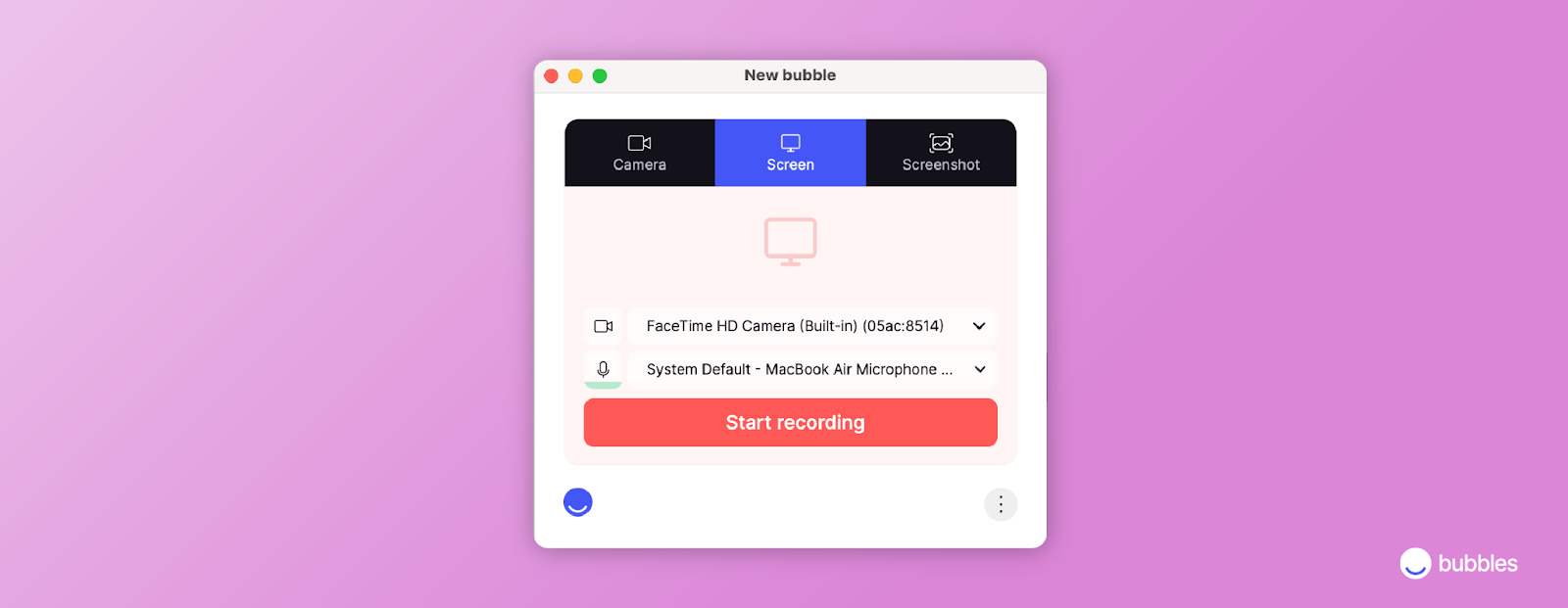 La sencilla interfaz de Bubbles facilita comenzar rápido