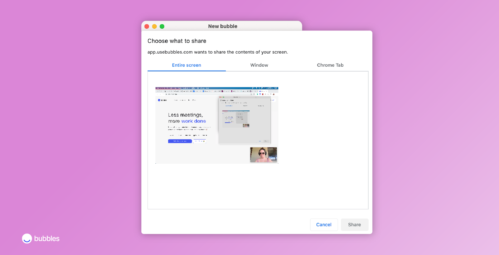 Bubbles te deja controlar cuánto de tu pantalla compartes