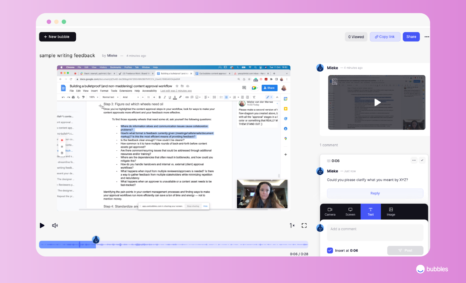 Con Bubbles, detalla tus sugerencias y ediciones en contexto