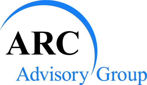 Blue arc symbol above the words 'Advisory Group' in blue text.