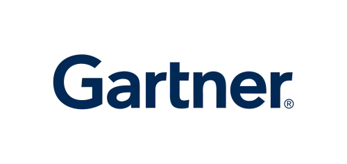 Gartner brand name in dark blue text on a black background.