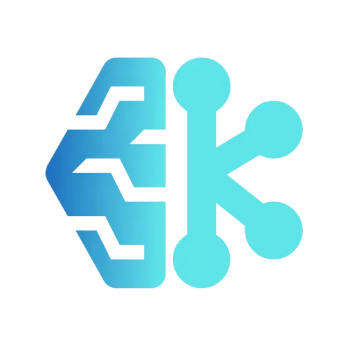 Blue gradient icon combining a stylized brain on the left with connected nodes on the right.