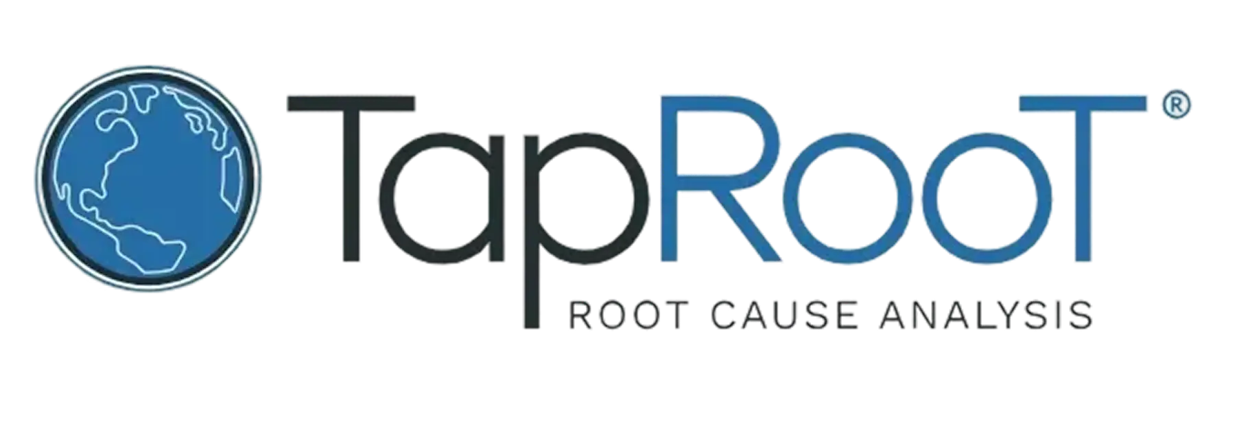 TapRoot logo featuring a blue globe and text 'TapRoot Root Cause Analysis'.