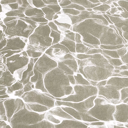 Sunlight reflecting and refracting on shallow water surface creating a network of bright caustic patterns.
