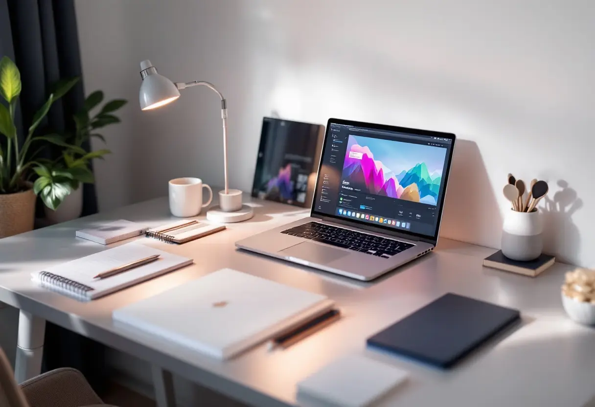 Two monitors showing website pages being designed.