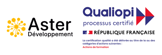 Aster Développement, certifié Qualiopi. La certification qualité a été délivrée au titre de la catégorie d'action suivante : actions de formation.