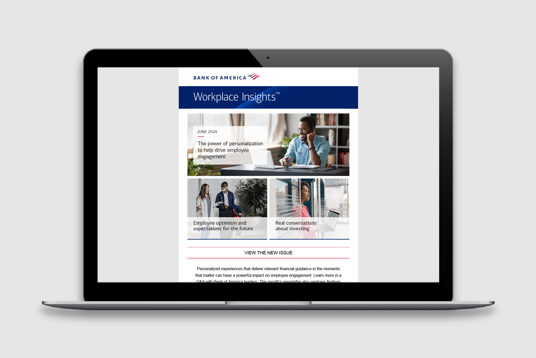 Screenshot of Bank of America Workplace Insights™ email