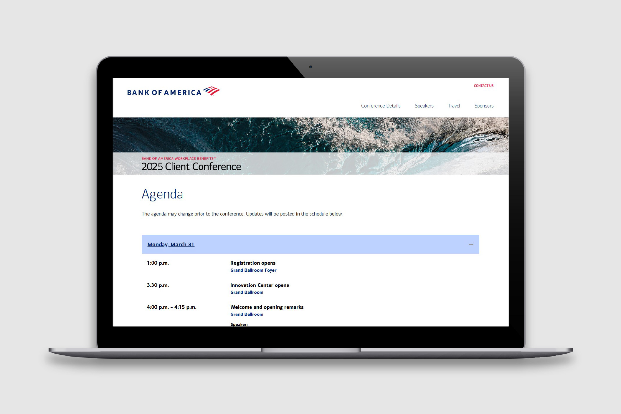 Screenshot of Client Conference 2025 website agenda page