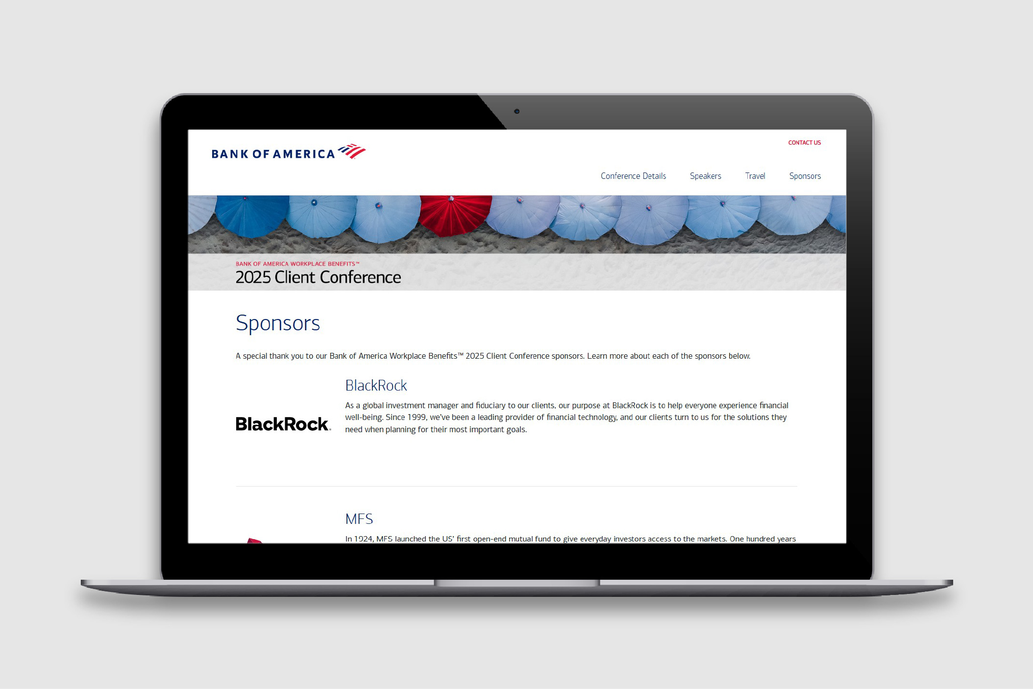 Screenshot of Client Conference 2025 website sponsor page