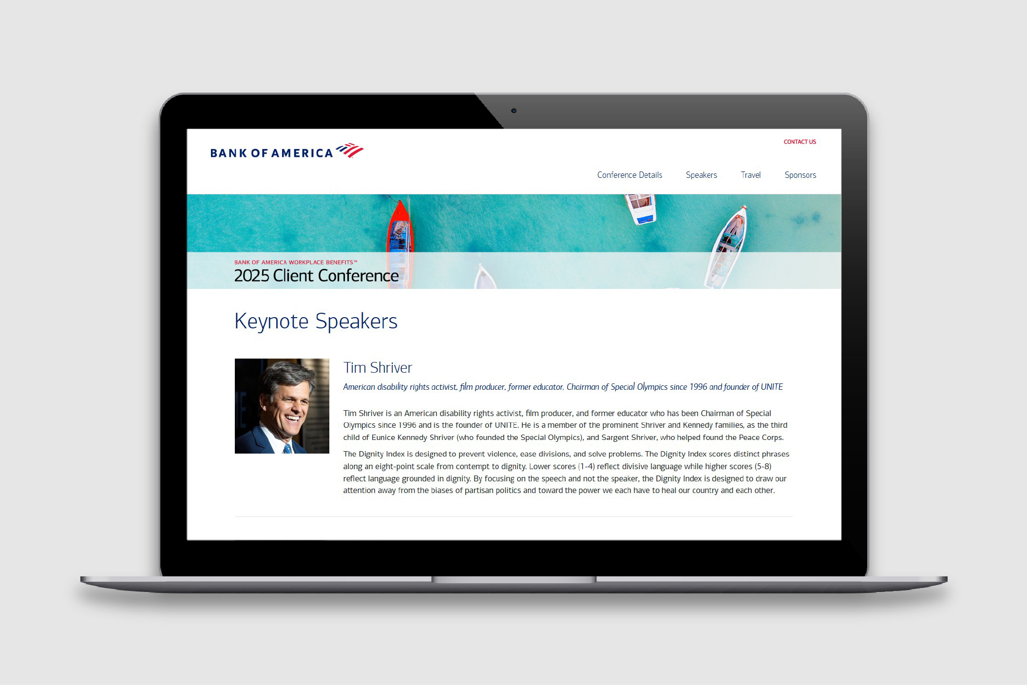 Screenshot of Client Conference 2025 website keynote speaker page