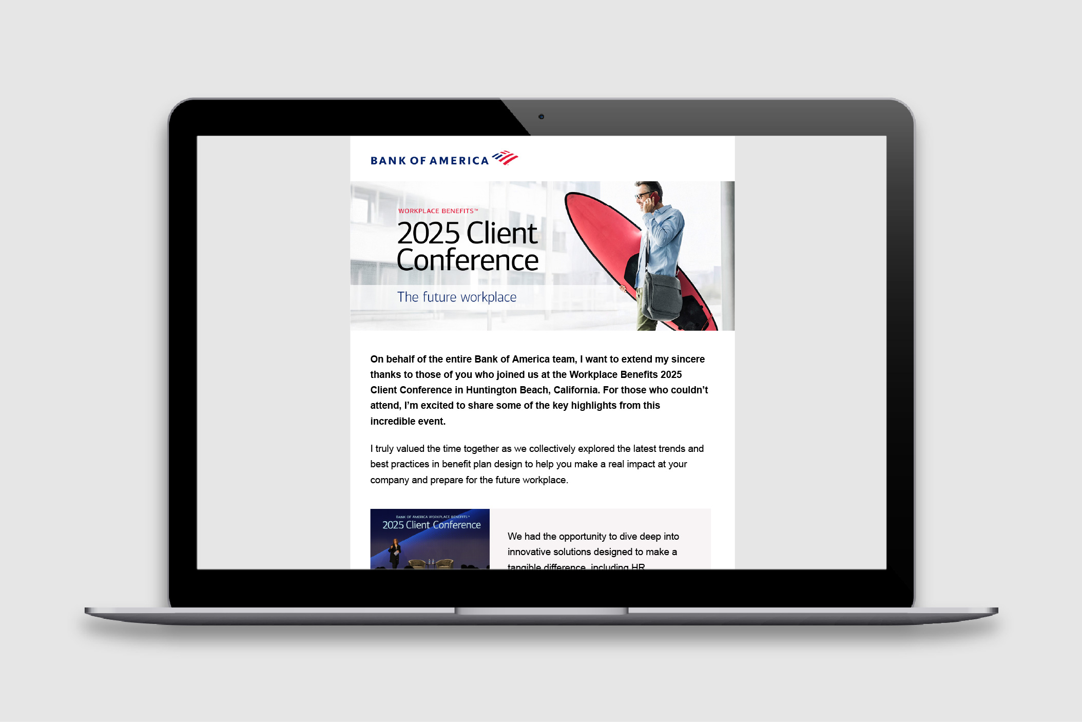 Screenshot of Client Conference 2025 follow-up email