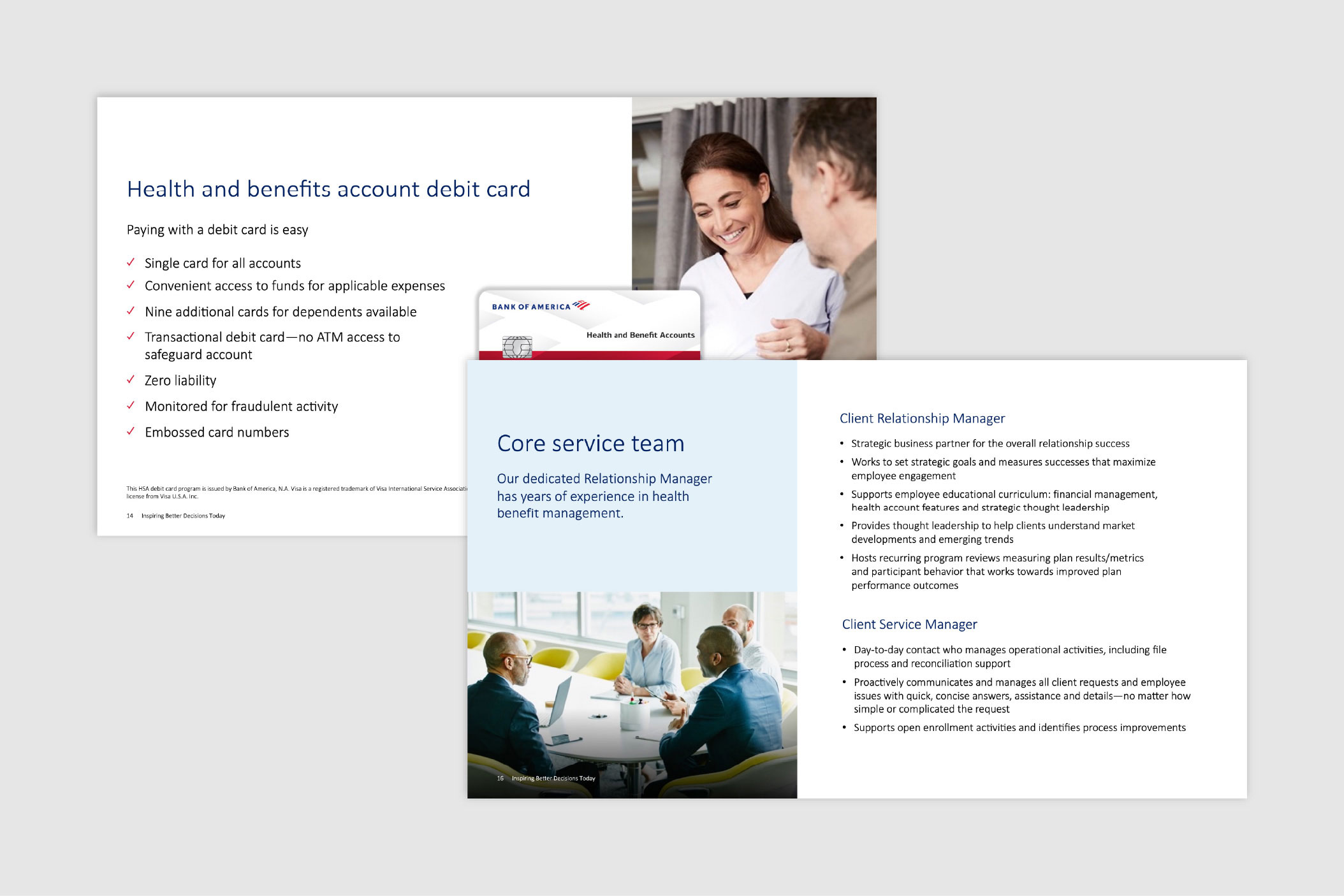 Screenshot of Bank of America Large Market Sales Deck slide layouts