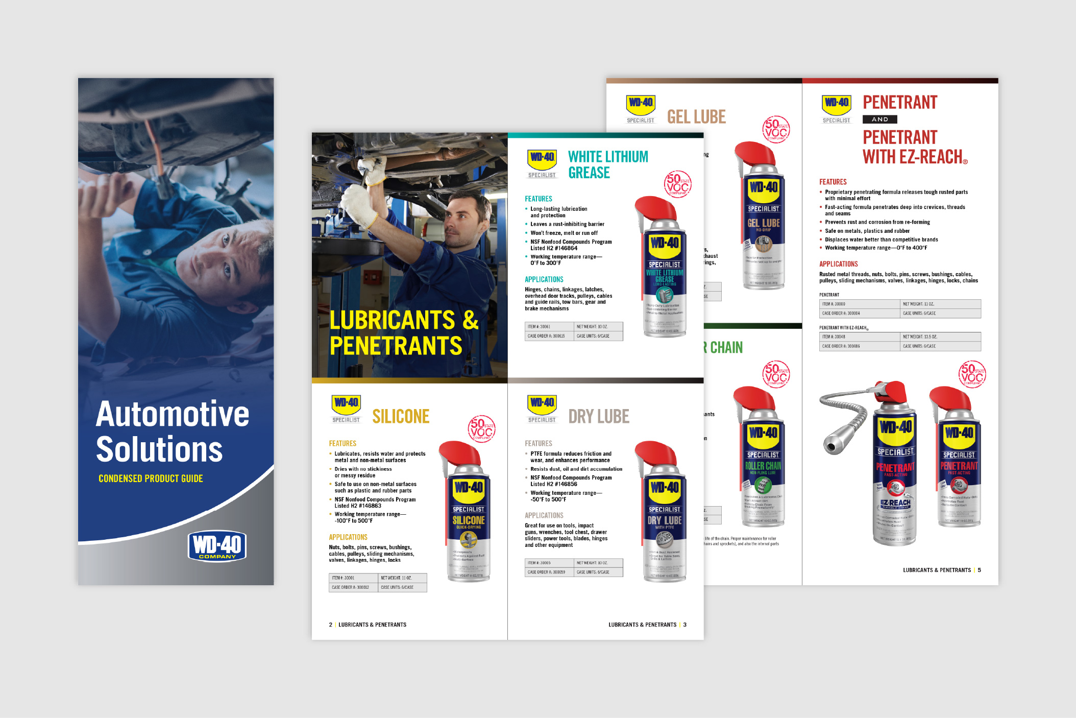 Screenshots of WD-40 Company Automotive Solutions Condensed Product Guide alternate page layout concept